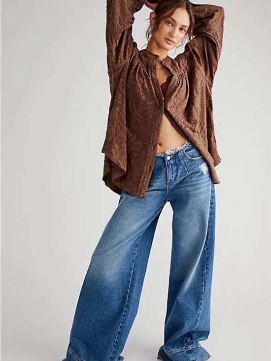 Free People Tops - Free People Can’t Stop Dreaming Tunic Brown Satin Wood XS Boho Button Front